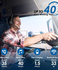 Truck driver wearing Bluetooth Headset With AI Noise Canceling Microphone, Wireless On Ear Headset With USB Dongle For Computer And Office