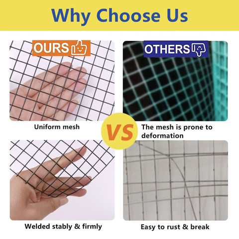 Comparison of Hella Durable Black Pvc Coated Quarter Inch Hardware Cloth 48 X 100 Feet chicken wire mesh features.