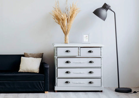 Dresser with Twelve Pack Flat Black Cabinet Cup Pulls Three Eleven Sixteenths Inch Long One And One Quarter Inch Wide Three Inch Screw Center
