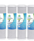 Carbon Block Water Filter Cartridges For GE GXWH04F GXWH20F GXWH20S GXRM10, pack of 4, white cartridges front view