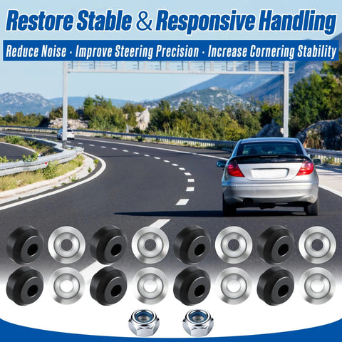 Universal 3/8 Inch Sway Bar End Link Bushing Repair Kit For Cars, Trucks, And SUVs Stop Clunks, Tighten Steering, Easy DIY Suspension Refresh With Durable End Link Bushings. 3/8 in rubber bushings and washers