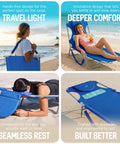 Ladies Chest-Support Comfort Lounger Foldable Portable Reclining Outdoor Chair For Beach Pool Patio Camping Ocean Blue