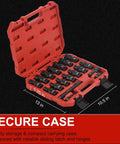Heavy Duty 18-Piece One-Half Inch Drive Shallow Universal Impact Socket Set With Swivel And Flexible Wobble, red case open