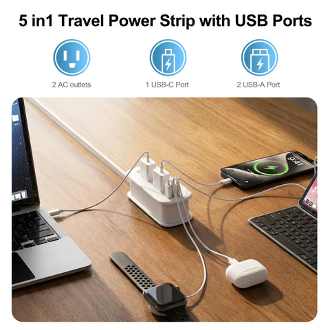 Universal Travel Adapter With 6 Foot Extension Cord, All In One Worldwide Power Adapter For Europe UK US AU on table