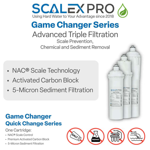 Game Changer 10in Water Filter Replacement With NAC Scale Prevention and Coconut Shell Carbon Block Filtration Eliminates Chlorine