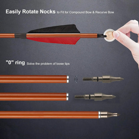Premium 30 Inch Carbon Hunting Arrows With Real 4 Inch Turkey Feather Fletching And Removable Tips 500 Spine Practice Target Arrows