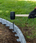 Installing No-Dig Landscape Edging Kit With Anchoring Spikes Stone-Look Garden Border 15 Foot Set 2.7 Inch Tall Slate Gray