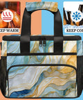 Insulated Picnic Backpack Lunch Box For Women And Men Portable Go To Cooler Tote For Picnics Beach Work Travel Office Camping Capacity Spacious 12x8.7x10in Built In Thick Interior Lining Keeps Food Fresh All Day with warm and cold symbols