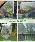 Raised Bed Garden Netting 10 Ft By 33 Ft Ultra Fine Mesh Mosquito Barrier For Pests installed on plants