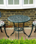 Iron garden set with Round Tufted Chair Cushions Set Of 2 15x15x4 Inches Water Resistant With Ties, Butterfly Flower pattern