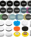 Assorted grits All In One 226 Piece 3 Inch Sanding Disc Kit for wet and dry use, including hook and loop pads and drill attachment
