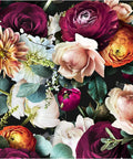Peel And Stick Floral Wallpaper Rose Daisy Removable Mural For Walls Easy No Mess Vinyl Wall Decor In Black Pink Purple Wild Garden Pattern Renters Friendly 17.7In By 32.8Ft, close-up floral pattern