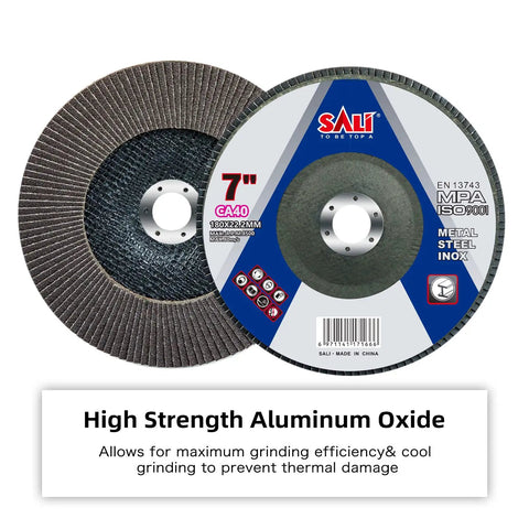 Pro Level 10 Pack 40 Grit Flap Discs For Angle Grinders, 7 X 7/8 Inch Type 29 Aluminum Oxide Grinding Wheels displayed.