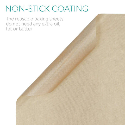 Set Of 3 Reusable 13 By 16 Inch Baking Mats, Nonstick PTFE Teflon Coated, reversible sheet close-up showing non-stick feature