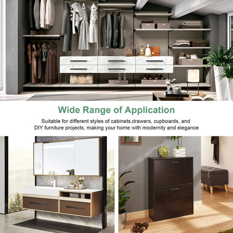 Wide range of applications for Six Pack Matte Black Drawer Pulls Set With Two And One Half Inch Hole Centers 64mm And Overall Length Three Point Nine Five Inches 100mm Stainless Steel Cabinet Handles For Kitchen Cabinets And Drawers Includes Twelve Mounting Screws