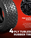 Set of 2 20x10.00-8 Tubeless Lawn Mower Tires 4 Ply Heavy Duty Reinforced Sidewalls 1190 Lb Load Capacity Fits Riding Tractors 8 Inch Rim 0.2 Inch Tread Depth, close-up tread view