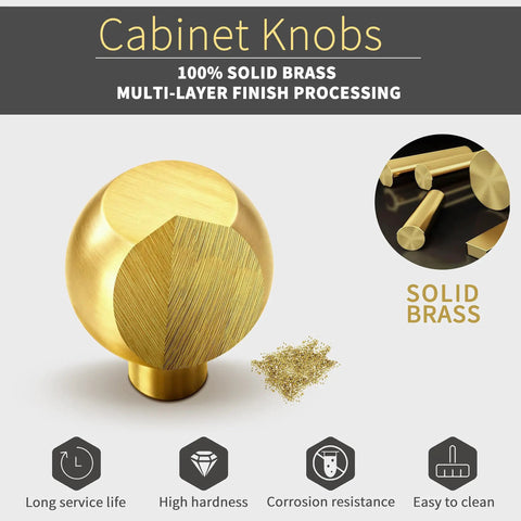 4-Pack Solid Brass Gold Cabinet Knobs With Flower Backplate, showcasing multi-layer finish and durability features.