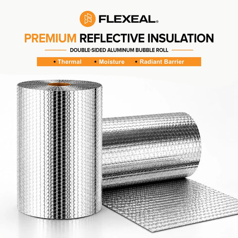 Heavy Duty Double Bubble Insulation Roll With 4 Layer Reflective Foil Barriers Deflects Radiant Heat Transfer Made For Indoor Outdoor Garage Or Truck Beds Straight Up Rock Solid Shield, aluminum bubble wrap.