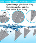 4 Oz Sinkers For Surf Fishing And Catfishing, Heavy Duty Lead Weights That Lock In On Rough Bottoms To Keep Bait From Drifting, Built Tough 6 Pack For Drum Croaker And More displayed.