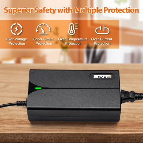 54.6V 2A eBike Battery Charger With 120V AC Input 5.5mm 2.1mm DC Plug Fast Safe Power Adapter For 48V Packs, Broad Compatibility With Most 48V E Bikes, Durable, Overvoltage and Overcurrent Protection, Ready For Daily Ride