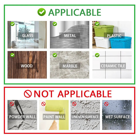 Surface compatibility guide for Heavy Duty Adhesive Wall Towel Hooks Waterproof No Drill Mount For Kitchen Bathroom Closet Black 4 Pack