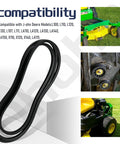 Beefed Up V Idler And Flat Pulley Drive Belt Kit For John Deere Lawn Tractors with compatibility list and mower images
