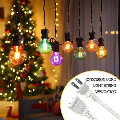 Six Foot Short Slim Indoor Extension Cord With 2 Prong Polarized Plug 125V 5A 625W Flat White No Frills Cord used with Christmas lights.