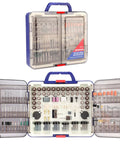 WORKPRO 476-piece rotary tool accessories kit in blue case; opened view shows assorted bits and attachments.