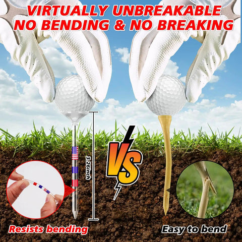 Plastic Golf Tees 3 1/4 Inches, 50 Pack, Unbreakable Tees With Cup Prongs 6 Or 8, Long Tees Bulk For Men graphic vs wooden tees