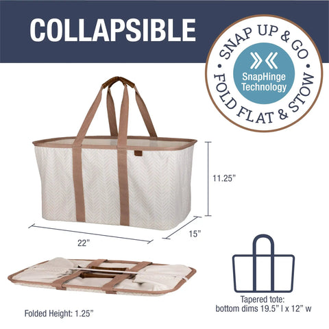 Collapsible Laundry Tote Two Pack 50L Foldable Carry All For Laundry Car Trunk RV Dorm And Home Organization Luxe Cotton Blend