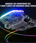 Bottom view of drone with Neo2 Halo LED Light Strip For DJI Neo 2 Drone With RGB Night Lighting and three lighting modes in action.