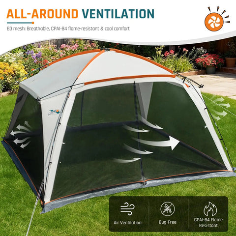 Screen House Tent 12x12 Feet Screen Room With Mesh Gazebos And Two Zipper Doors ideal for outdoor use on grass lawn