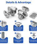 Heavy Duty Garage Door Track Bolt Kit Quarter Twenty Five Eighth Inch Hex Washer Head Screws shown with details and advantages for secure installation.