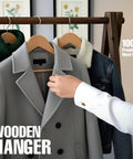Premium Wooden Coat Hangers Set Of 30 With Slim Profile Built To Last 360 Degree Rotating Hook Contoured Shoulders for Suits