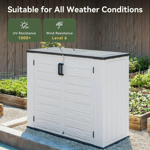 Heavy Duty HDPE Outdoor Storage Box 41 Cu Ft 160 Gallon Waterproof Lockable Deck Box with Spring Assisted Lid in garden