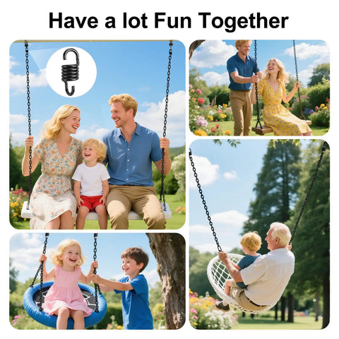 Two Pack Heavy Duty 800 Lbs Capacity 4 Inch Spring Hammock Chair For Porch Swing Suspension Hangers Perfect For Hammocks Boxing Bags Hanging Chairs Gyms And Patios Black with swinging family scenes