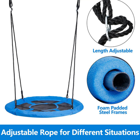 40 Inch Flying Saucer Tree Swing for Backyard Fun and Playground Action, Heavy Duty 800 Lb Weight Capacity, Waterproof Textilene, foam padded steel frame