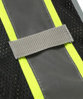 Men's Black High Visibility Safety Vest With Zip Front And Cargo Pockets Class 2 Reflective Work Vest showing reflective trim detail.