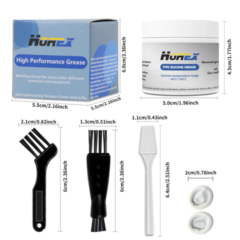 All Purpose 50g PTFE Silicone Grease With 20 Percent PTFE Blend, 50ml container with brushes and scraper