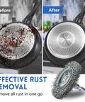 Before and after rust removal with Coarse Carbon Steel Drill Wire Brush Set With Ten Piece Bundle Including Pen Wheel And Cup Brushes