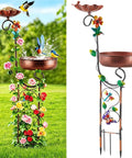 2 In 1 Outdoor Bird Bath And Feeder Stand, Freestanding Copper Metal Bird Bath with 4 Prong Base, decorative garden use