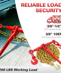 Heavy Duty Three Eighths To One Half Inch Ratchet Binder With G80 Chain And Grappling G70 Hook For Flatbed Hauling on truck bed
