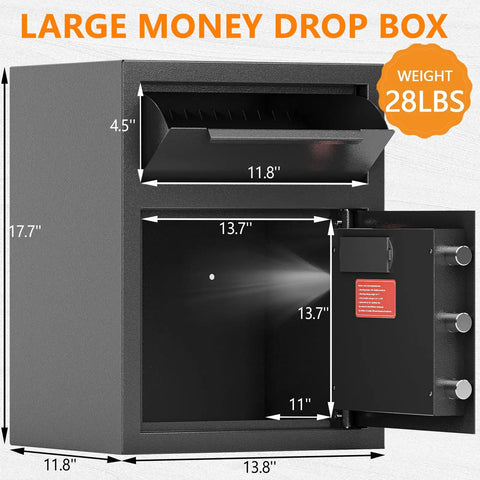 Heavy Duty Depository Drop Safe With Front Drop Slot And Fireproof Construction, Digital Combination Lock, open door view