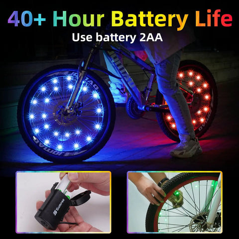 LED Bike Wheel Lights Two Tire Pack Spoke Light With Batteries Included High Brightness For Night Riding on bike