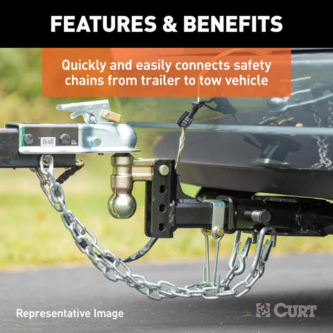Heavy Duty Snap Hook For Trailer Safety Chains With Quick Release Spring Loaded Latch Diameter 9 16 Inch Carabiner Clip Built Tough 5000 Pound Rating For Secure Towing connecting chains.