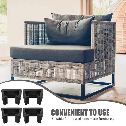 4 Pack Sofa Connector Clips For Sectionals And Rattan Chairs with simple shape and easy to use, shown with a modern rattan chair.