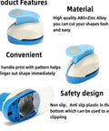 Image of a 1 Inch Oval Lever Punch For Crafting And Scrapbooking Handheld Paper Punch, blue and white, showing product features and design.