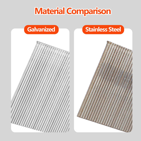 Material comparison of galvanized nails vs 18 Gauge Brad Nails 304 Stainless Steel Three Quarter Inch 1000 Pack