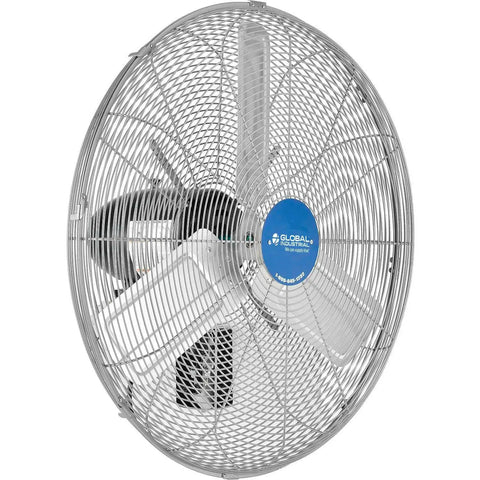 Beefy Deluxe Wall Mount Fan 30 Inch Diameter With Fixed And Oscillating Head 3 Speed 10000 CFM At 1100 RPM Half HP Tilting Head Indoor Use