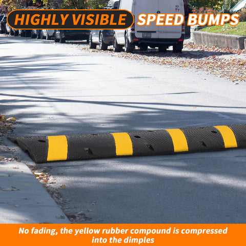 6 Ft Rubber Speed Bumps 2 Pack Heavy Duty Driveway Ramp For Gravel Road And Parking Lot Asphalt Protect Cables And Hoses